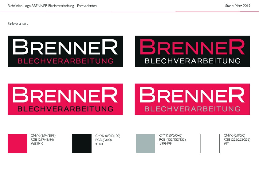 Farbvarianten Logo Brenner Blechverarbeitung