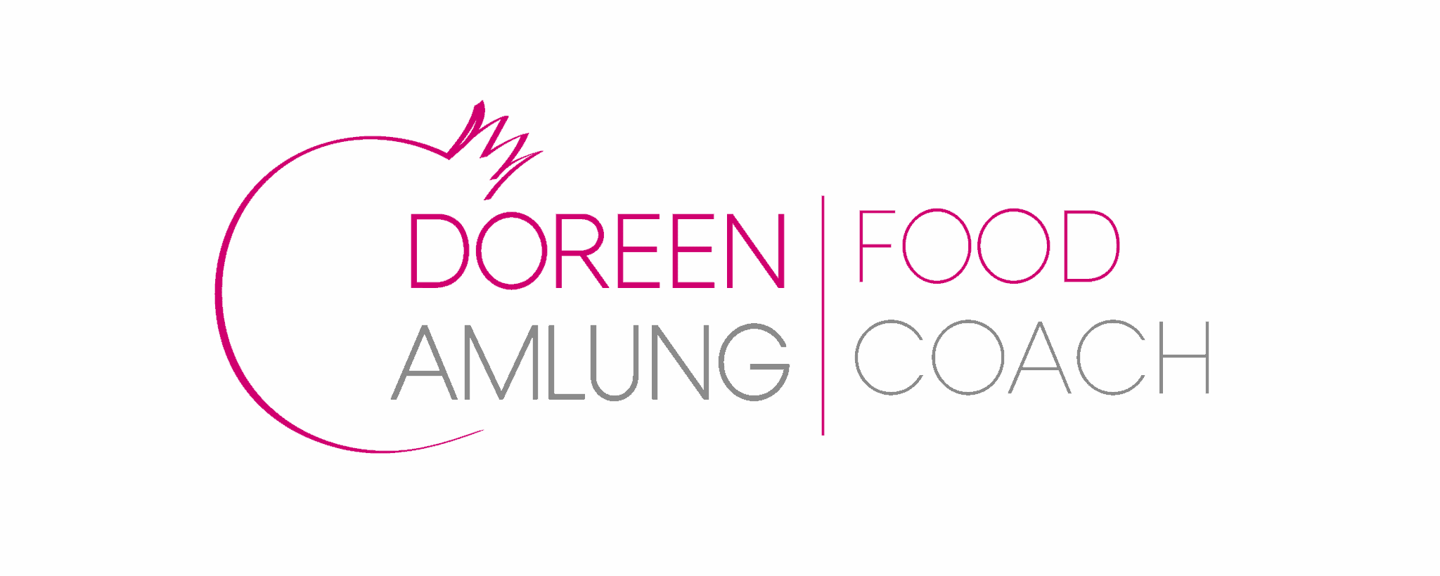 Logo Doreen Amlung Food Coach in Pink und Grau mit Granatapfel als Key Visual