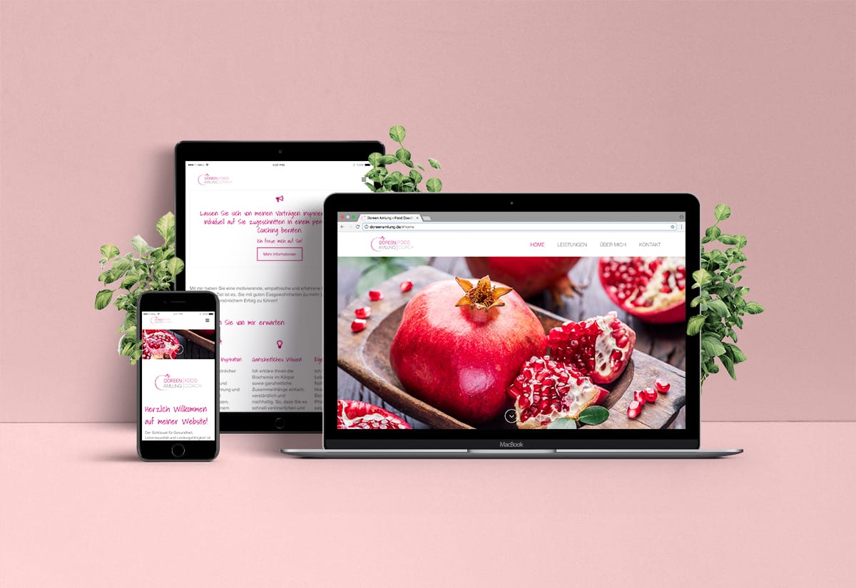 Webdesign für Doreen Amlung Food Coach auf Laptop, Tablet und Smartphone